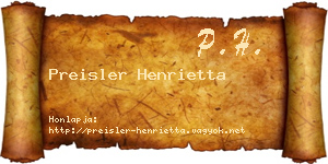 Preisler Henrietta névjegykártya